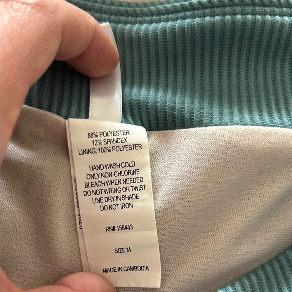 Teal High Waisted Crossover Ribbed Bikini Bottoms Size Medium